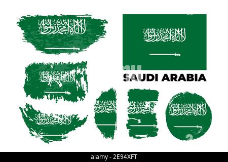 Grunge style brush painted Saudi Arabia country flag Stock Vector