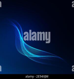 Beautiful wave shaped array of glowing dots.Abstract vector design element. Stock Vector
