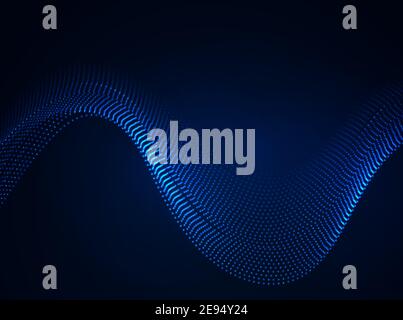 Beautiful wave shaped array of glowing dots.Abstract vector design element. Stock Vector
