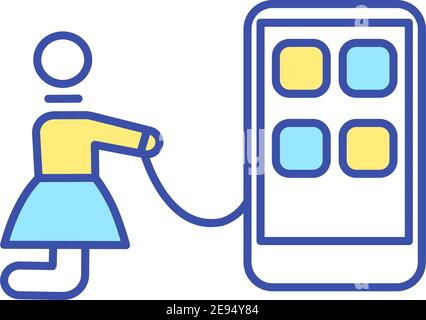 Smartphone addiction RGB color icon Stock Vector