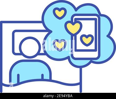 Social media addiction RGB color icon Stock Vector