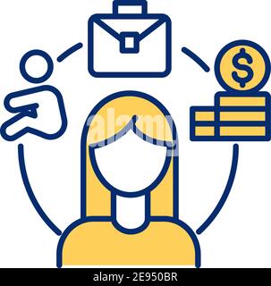 Woman career life balance RGB color icon Stock Vector