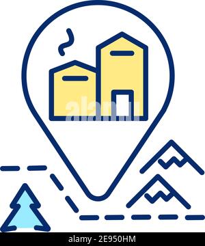 Mountain chalet rental RGB color icon Stock Vector