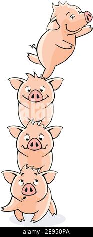 Funny piglets. Vector. Stock Vector