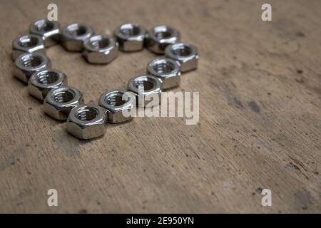 Close up of heart made of nuts size M8 Stock Photo