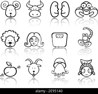 Zodiac iconset Stock Vector