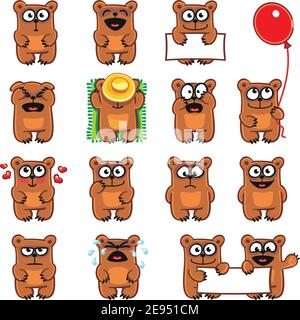 15 smiley bears individually grouped for easy copy-n-paste. Stock Vector