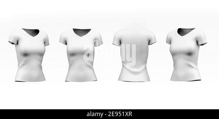 Female t-shirt mockup isolated on white background - 3d render Stock Photo
