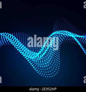 Beautiful wave shaped array of glowing dots.Abstract vector design element. Stock Vector