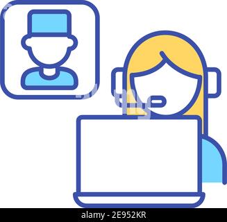 Virtual meeting between patient and doctor RGB color icon Stock Vector