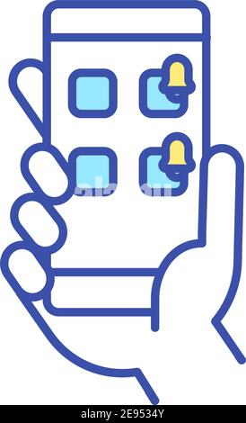 Smartphone notification RGB color icon Stock Vector