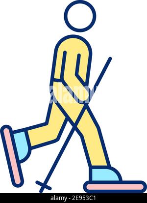Snowshoeing RGB color icon Stock Vector