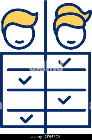 Work division for men and women RGB color icon Stock Vector