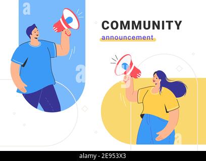 Social media and internet marketing loudspeaker banner Stock Vector
