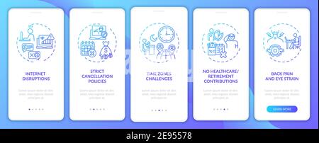 Online english teaching challenges onboarding mobile app page screen with concepts Stock Vector