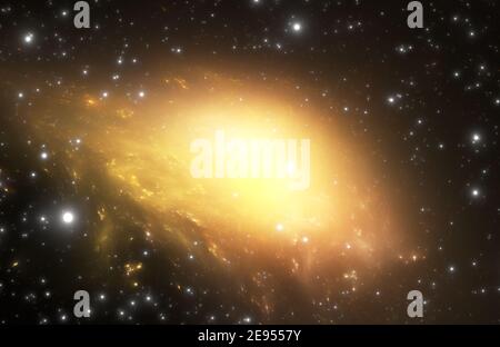 Bright quasar in deep space. Scientific space background. 3d illustration Stock Photo