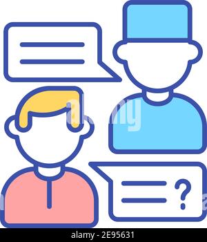 GP doctor consultation with patient RGB color icon Stock Vector