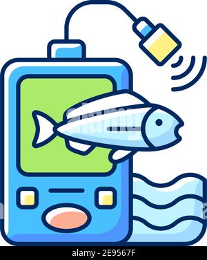 Fish finder RGB color icon Stock Vector