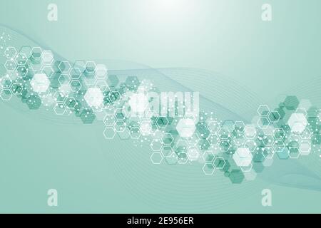 Modern futuristic background of the scientific hexagonal pattern. Virtual abstract background with particle, molecule structure for medical Stock Vector