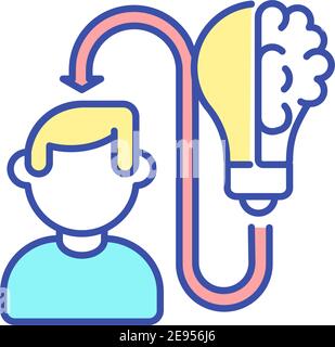 Rebooting brain RGB color icon Stock Vector