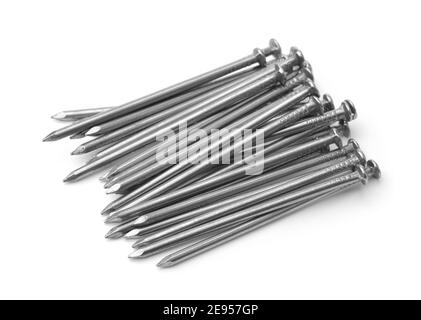 Group of common steel nails isolated on white Stock Photo