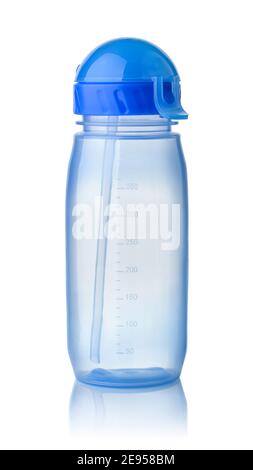 Front view of reusable plastic sport water bottle isolated on white Stock Photo