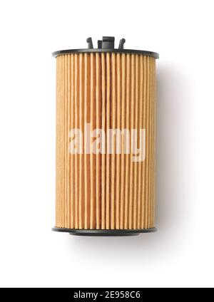 Top view of car oil filter cartridge isolated on white Stock Photo