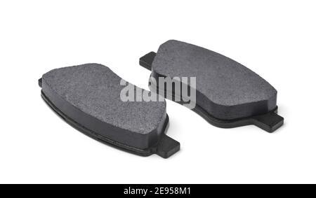 Two new car brake pads isolated on white Stock Photo