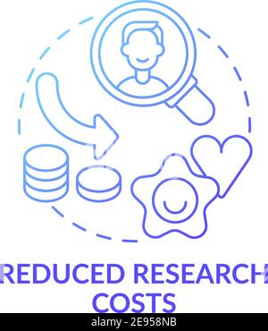 Reduced research costs concept icon Stock Vector