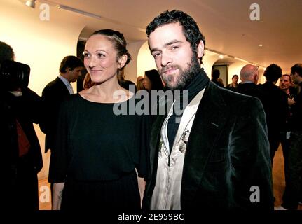 British photographer Vanessa Beecroft and French actor Romain Duris at the inauguration party of 'L'espace Louis Vuitton' where she exhibits her pictures, on the Champs Elysee Avenue, in Paris, France, on January 10, 2006. Photo by Laurent Zabulon/ABACAPRESS.COM Stock Photo