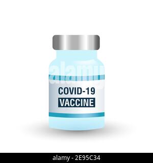Covid-19 coronavirus vaccine. Vaccine vial flat icons. Treatment for coronavirus covid-19. Isolated vector illustration. Stock Vector