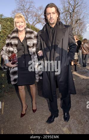 Ivana Trump and her boyfriend Rossano Rubicondi arrive to the Dior Haute-Couture Spring-Summer 2006 Fashion Show held at the polo of Paris, France on January 23, 2006. Photo by Gorassini-Taamallah/ABACAPRESS.COM Stock Photo