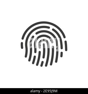 Human fingerprint black vector icon. Finger print, biometric id symbol. Stock Vector