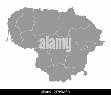 The Lithuania isolated map divided in regions Stock Vector
