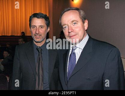 French actor Antoine De Caunes (L) and French minister of Culture, Renaud Donnedieu de Vabres attend the Premiere of 'Humbert Balsan Producteur Rebelle' at the 56th International Film Festival of Berlin, Germany on February 10, 2006. Photo by Bruno Klein/ABACAPRESS.COM. Stock Photo
