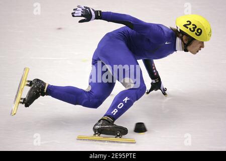 Korea gold medalist AHN Hyun Soo in action during the Men's 1500m short track competition at the XX Winter Olympics in Turin, Italy, on February 12, 2006. Photo by Gouhier-Nebinger-Orban/Cameleon/ABACAPRESS.COM Stock Photo