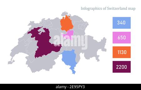 Infographics of Switzerland map, individual regions vector Stock Vector