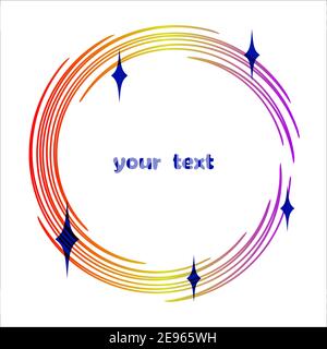 Decorative rounded frame. Circle shape ornate, gradient color, blue stars, text space. White background Stock Vector