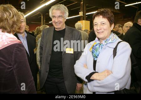 French 'Lutte Ouvriere' General Secretary Arlette Laguiller and Far-left LCR's Alain Krivine at the '33 eme congrs' of the communist party organized in Le Bourget on march 25, 2006. Photo by Thierry Orban/ABACAPRESS.COM Stock Photo