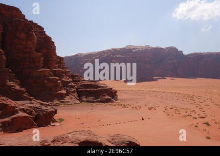 Mountain top view of the arid valley floor below Stock Photo