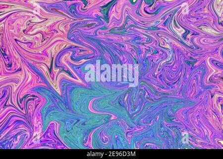 Abstract marble texture with mixed neon colors. Stock Photo