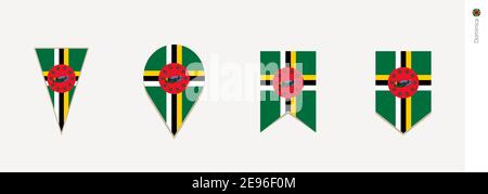 Dominica flag in vertical design, vector illustration. Stock Vector