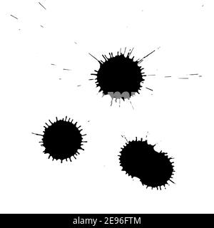 Black spots, drops, and splashes made by ink. Grunge shapes and silhouettes for your design. Vector Stock Vector