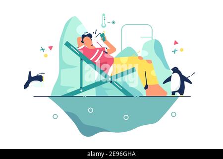 Person relax on iceberg Stock Vector