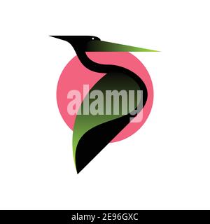 Vector heron in gradient style. Digital art Stock Vector