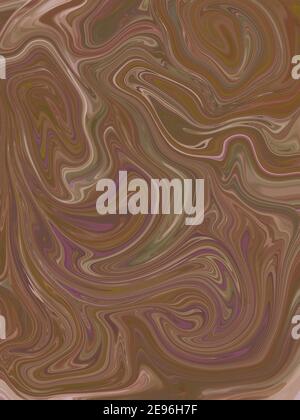 Digital drawing of decorative swirls of liquid marble paper texture mimicking stone with brown and purple Stock Photo