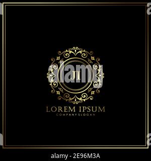JI Initial Letter Luxury Logo template in vector for Restaurant, Royalty, Boutique, Cafe, Hotel, Heraldic, Jewelry, Fashion and other vector illustrat Stock Vector