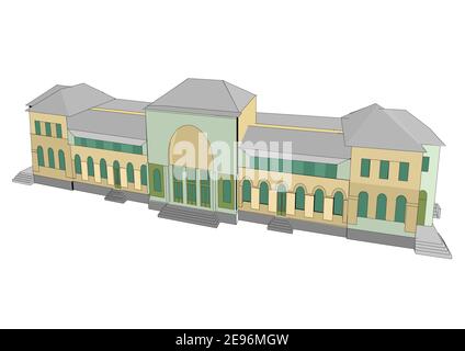 abstract vector illustration of building isolated on white background Stock Vector