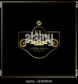 KU Initial Letter Luxury Logo template in vector for Restaurant, Royalty, Boutique, Cafe, Hotel, Heraldic, Jewelry, Fashion and other vector illustrat Stock Vector
