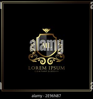 ML Initial Letter Luxury Logo template in vector for Restaurant, Royalty, Boutique, Cafe, Hotel, Heraldic, Jewelry, Fashion and other vector illustrat Stock Vector